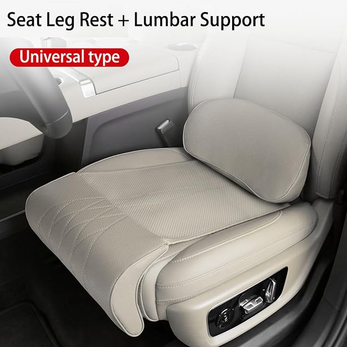 Car Seat Leg Extension with Lumbar Support Seat, Extension Pad for General Motors Car Seats, Leg and Waist Support for Car Travel (Beige)