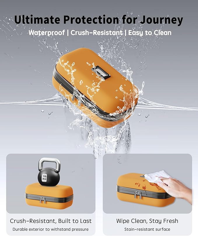 Insulin Cooler Travel Case with Temp Display, 2 x 180g TSA Approved Ice Packs, 9-Layer Insulation for Improved Cooling, Insulin Pen Case, Waterproof, for Daily Use and Trips (Bright Orange)