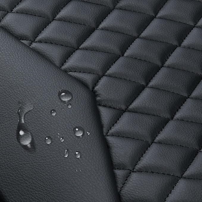 Flying Banner car seat Covers seat Cushions Luxe Fit Faux Leather Easy Installation Vehicles Non Slip Premium (Black Silver, 2 x Front Seat Cover)