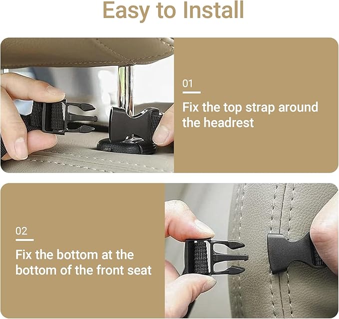 2-Pack Black Car Backseat Organizer, 10 Storage Pockets and Tablet Holder, Back Seat Organizer for Kids, Family Road Trip Essentials, Travel Accessories-Black