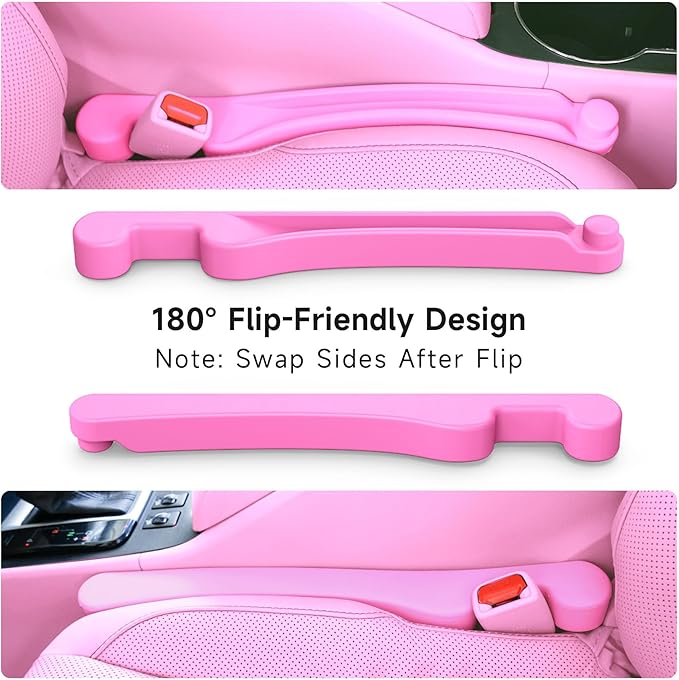 Givifive Car Seat Gap Filler Set of 2, 3IN1 Seat Side Gap Filler Plug with Storage Slot & Hook Function, Soft Foam Universal Fit Car SUV Truck Fill Gap Between Seats Console Organizer (Narrow Pink)