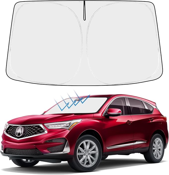 Proadsy Windshield Sun Shade Custom Fit Acura RDX 2019-2024 2025 2026 4-Layer Foldable Front Sunshade Protector Sun Visor Blocks UV Rays Keep Car Cooler