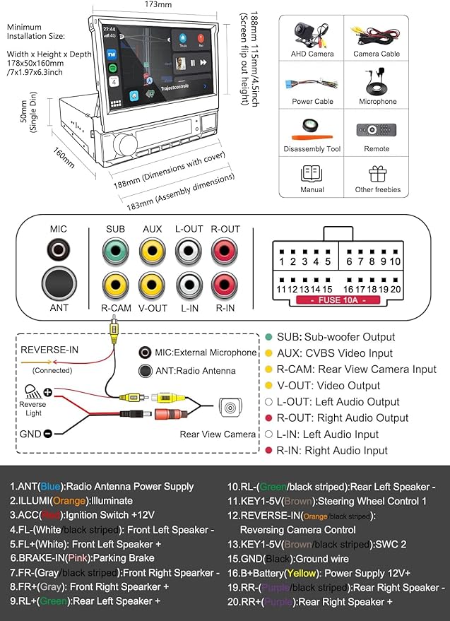 【SOOEMAKA】 Single Din Touchscreen Radio with Wireless CarPlay, 7 inch QLED Android Auto Screen for car,Motorized Flip Out Car Stereo Upgrade Fast Charging(QC/PD 3.0)/AM/FM/DSP/AHD (S7012)