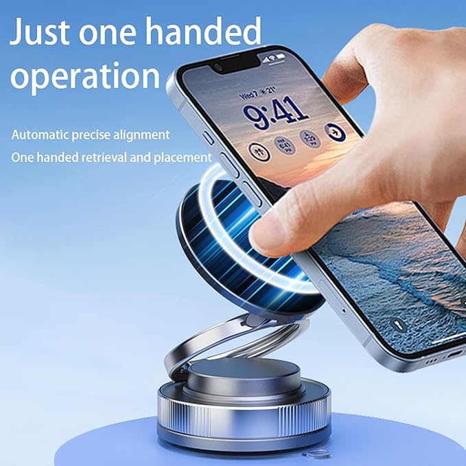 Clearance MagSafe Car Phone Holder, Strong Magnetic Suction Cup Mount 360° Rotation Adjustable, Dashboard Windshield Mirror Car Phone Mount Compatible with iPhone MagSafe & All Android Phones