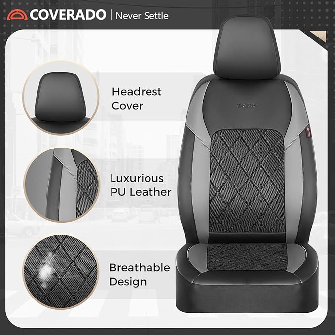 Coverado Car Seat Covers, Seat Covers Full Set, 5 Seats Automotive Seat Cover, Mesh Breathable Seat Protectors, Universal Fit for Most Cars