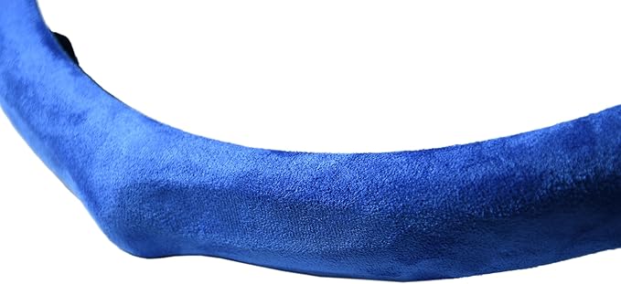 Quick Install Sporty Suede Steering Wheel Cover with Blue Grips Universal fit Any 14.5 to 15 inches Car Sedan Coupe SUV Pickup