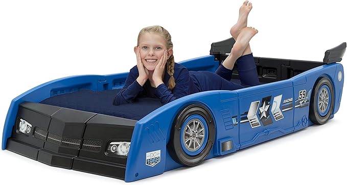 Delta Children Grand Prix Race Car Toddler-to-Twin Bed, Blue