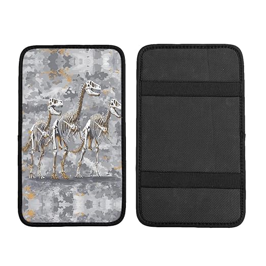 Dinosaur Skeletons Car Auto Armrest Cushion Cover Accessories Center Console Seat Box Pad Protector Universal Decoration for Most Vehicle SUV Truck