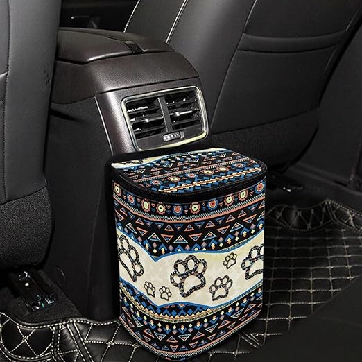 BIGCARJOB Southwest Paw Car Trash Bags Hanging Automotive Car Garbage Bin with Adjustable Straps Reusable Auto Trash Bin Garbage Bags for Front Seat Multipurpose