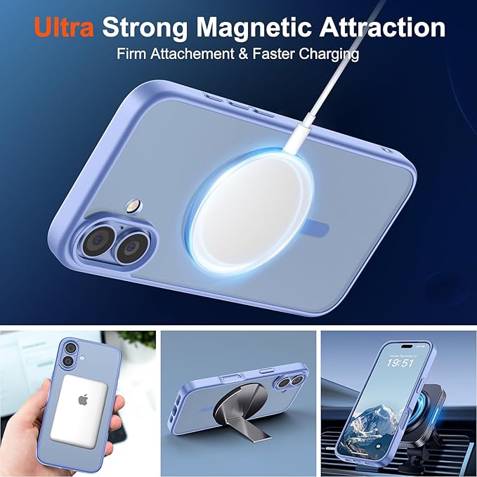 SUPFINE Magnetic for iPhone 17 Case (Compatible with MagSafe)(Military Grade Drop Protection) Translucent Matte Shockproof with Anti-Fingerprint Phone Cover,Blue Purple