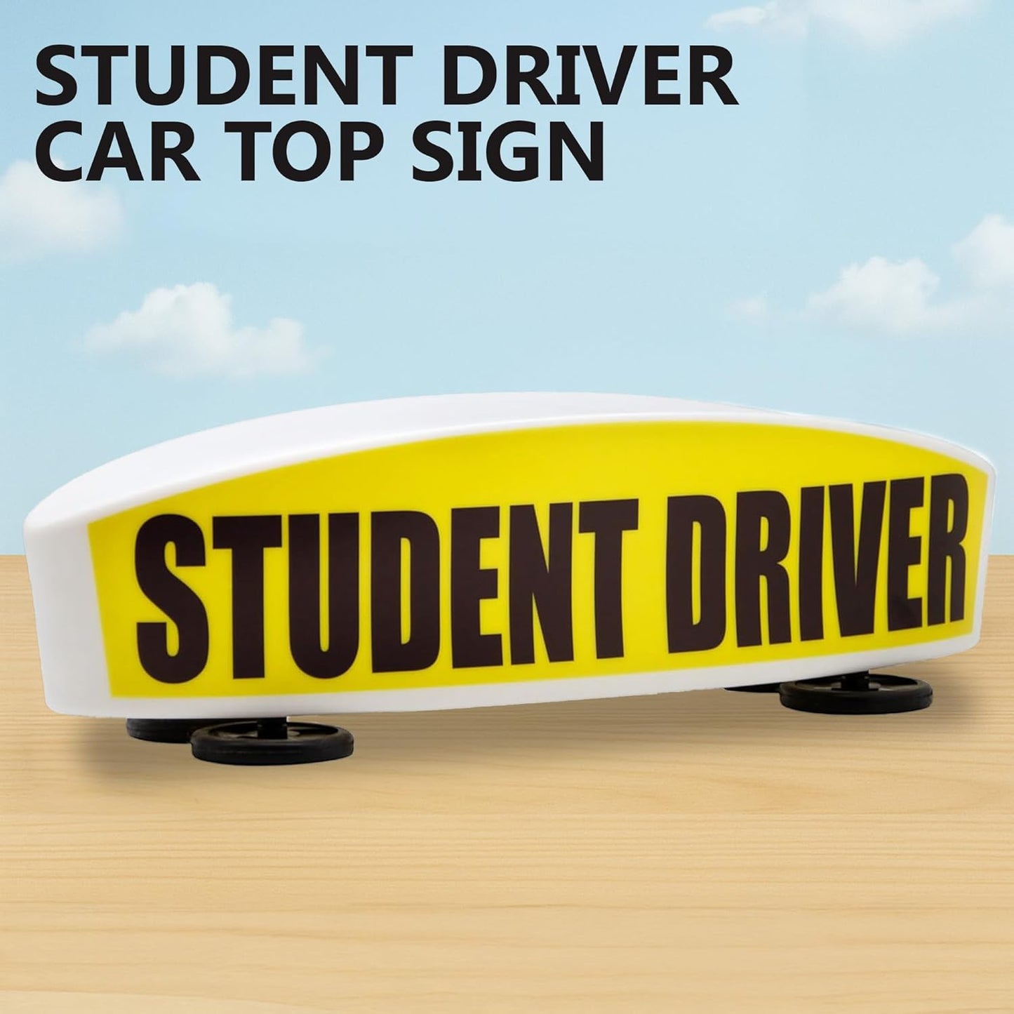 Student Driver Sign for Car Top - Weather-Resistant, Durable and Highly Visible Magnetic Student Driver Roof Signs for Driving School, With Strong Magnets for Attaching to the Vehicle