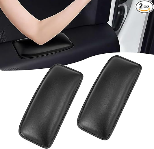 2 PCS Elbow Pads Arm Rest for Car, Soft Leather Memory Foam Arm Rest Pillow, Universal Car Center Console Cushion Pad for Knee Leg Elbow (Black)