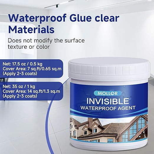 Transparent Waterproof Adhesive, 17.5oz Leak Invisible Waterproof Sealant for Roofs, Walls, Bathroom, Shower, Window Sills, Indoor & Outdoor Water Proof Paint
