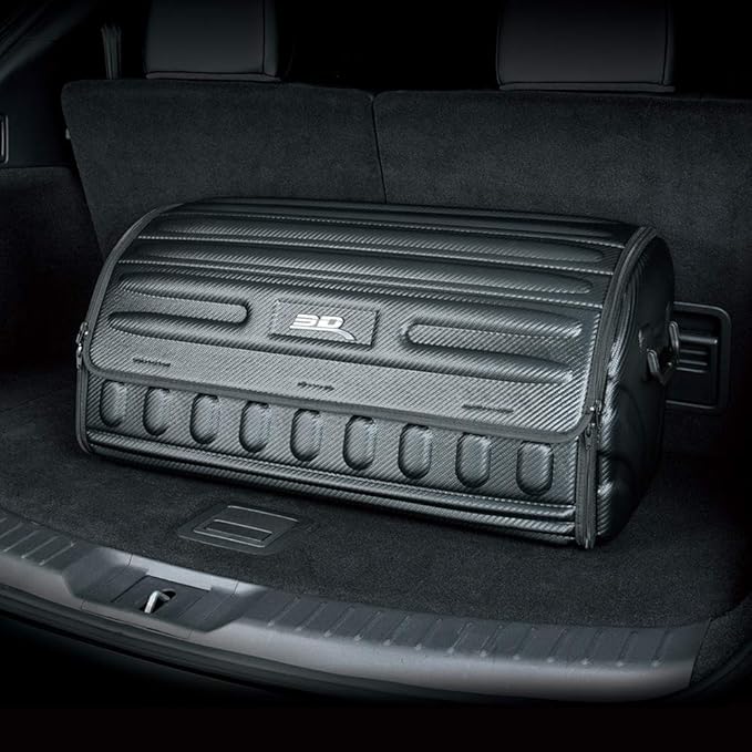 3D MAXpider Foldable Semi Hard Shell Handy Trunk Car Organizer with Top Cover, Mesh Pockets, Carry Handles (Large) (9398-09)