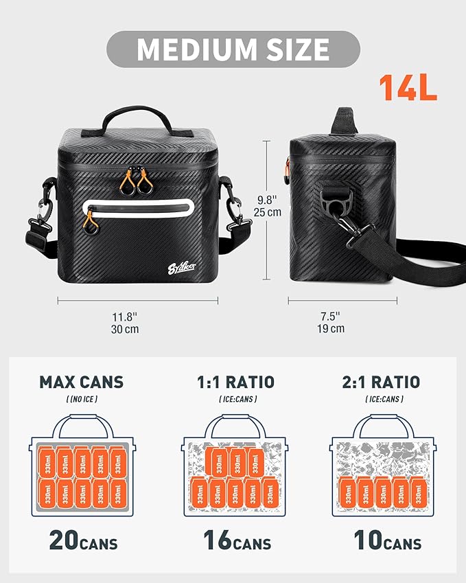 Soft-Sided Cooler Bag, 7/16/30 Can Insulated Lunch Box, Waterproof, Leak-Proof, Portable Lunch Bag for Work, Beach, Drink, Travel, Camping, Picnic