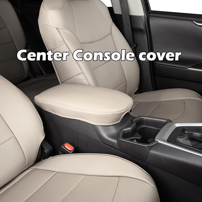 HKZ Fit RAV4 Hybrid Car Seat Cover Set for 2013 2014 2015 2016 2017 2018 Toyota RAV4 Hybrid-Leather(Beige)