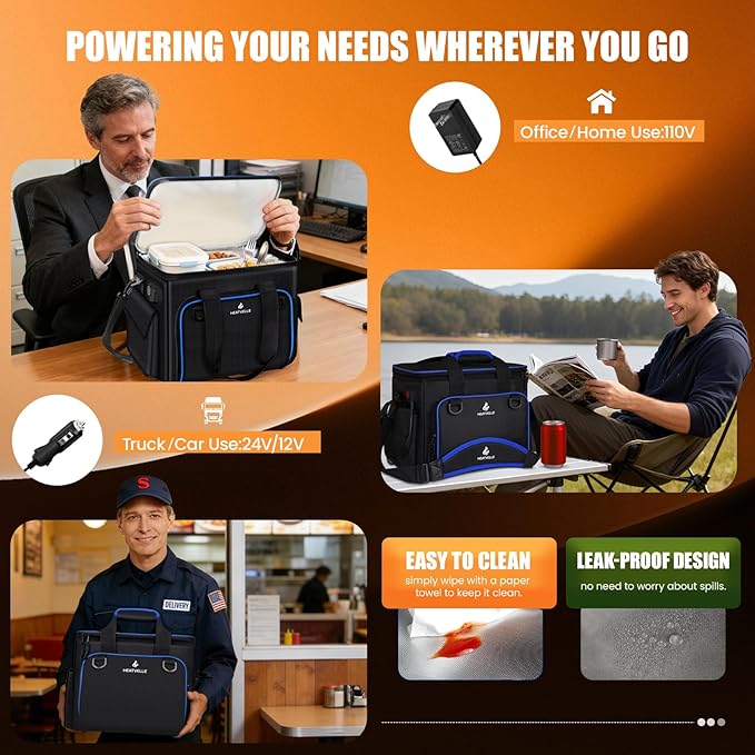 Insulated Lunch Bag, Electric Heated Casserole Carrier for Hot or Cold Food, Portable Food Delivery Cooler Bag keep Food Warm for Travel/Catering/Car/Shopping