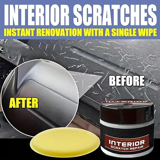 Dashboard Scratch Repair Kit, 100g Dashboard Restorer Interior with Sponge, Portable Scratch Repair Wax for Vehicle Parts, Car Wax Polish, UV Protection Scratchs Remover for Car Interior