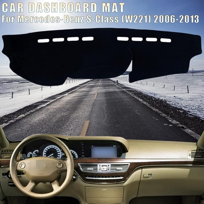 Flannel Dashboard Dash Cover Nonslip Car Dash Board Mat Compatible with Mercedes-Benz S-Class W221 2006-2013