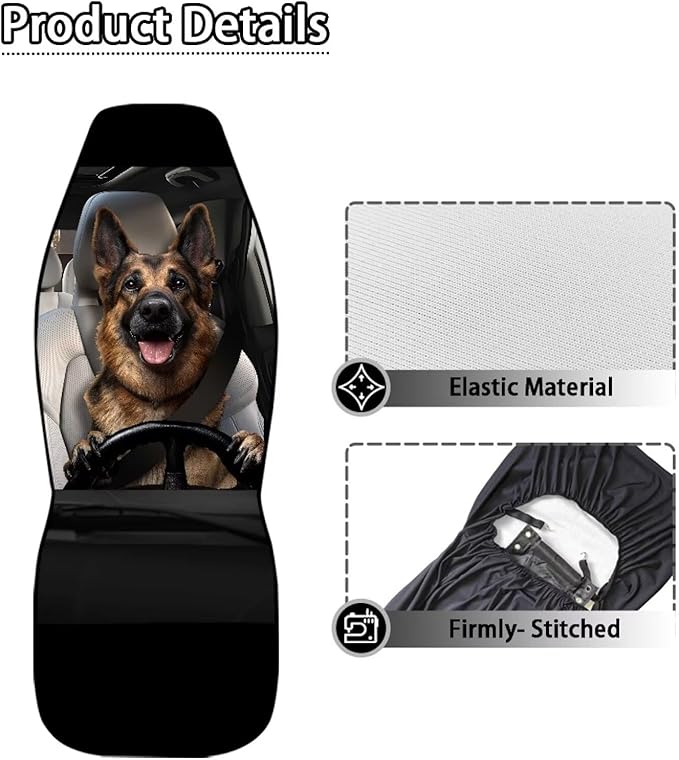 German Shepherd Family Car Seat Cover Front Seats Only,Soft Saddle Blanket Cushion Cover Premium Polyester Seat Covers for Cars Trucks and SUVs