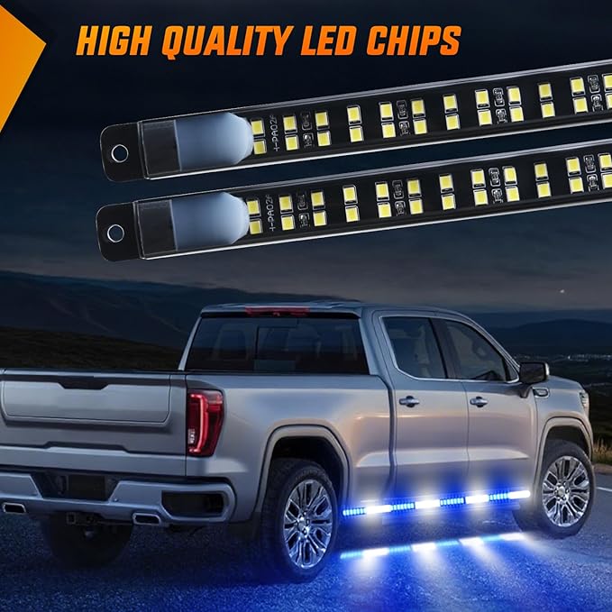 Nilight 2PCS 70 Inch Emergency Strobe Light Strip with Controller 864 LED Blue White Running Board Lights Flexible Side Flashing Warning Caution Safety Waterproof for Truck Construction Pickup