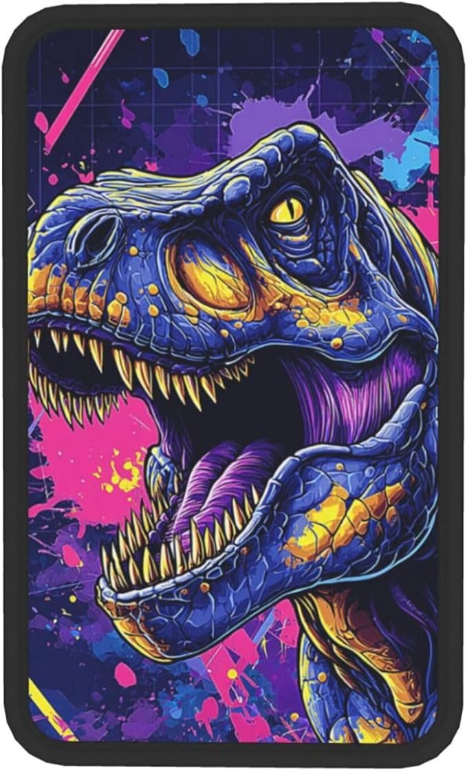 Universal Car Center Console Cushion Pad, Dinosaur Purple Blue Soft Waterproof Car Center Console Cover Auto Armrest Seat Box Cover Protector for Most Vehicle SUV Truck Car