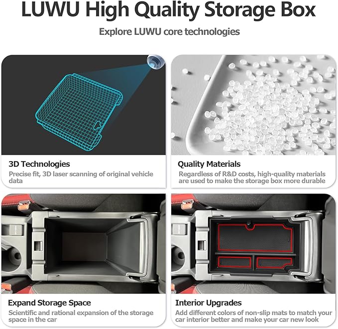 LUWU for 2025 Subaru Impreza Center Console Organizer 2024 Subaru Impreza Sport/RS/Base Armrest Storage Box Armrest Organizer 2024 Impreza Console Organizer Tray 2024 2025 Subaru Impreza Accessories