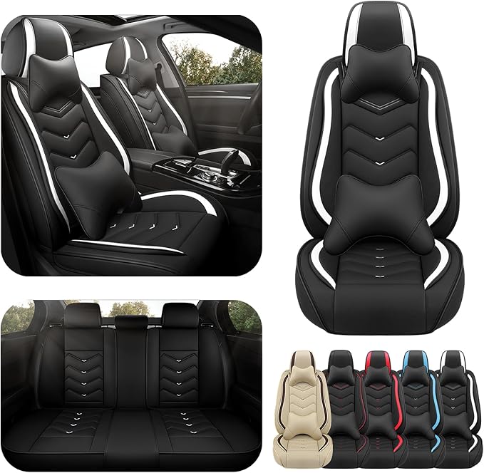Car Seat Covers for Lexus ES 350 2007-2026, Premium Nappa Leather Car Seat Cover, Stylish Sport Seat Covers， Automobile Seat Cover Sets.(Luxury 5 Seats/Black White)