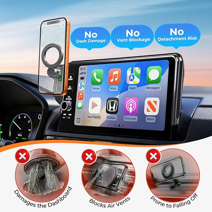 Car Phone Holder for Toyota Tundra 2022-2026 & Sequoia 2023-2026 (Only for 14-Inch Screen) 360° Rotation Magnetic Cell Phone Mount, Compatible with Magsafe, Does Not Affect Air Vent