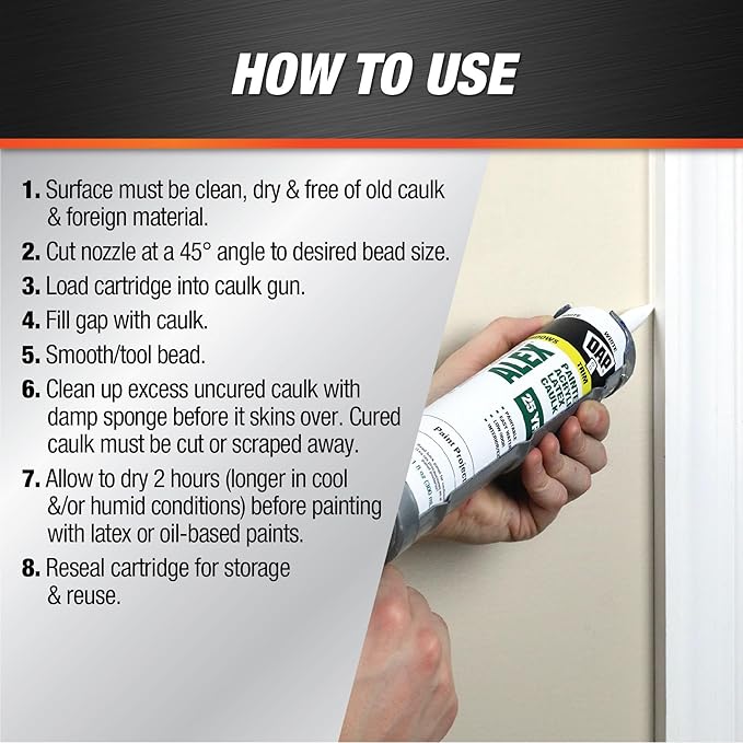 DAP Alex Painter's Acrylic Latex Caulk, White, 10.1 Oz (7079818670) (Pack of 3)