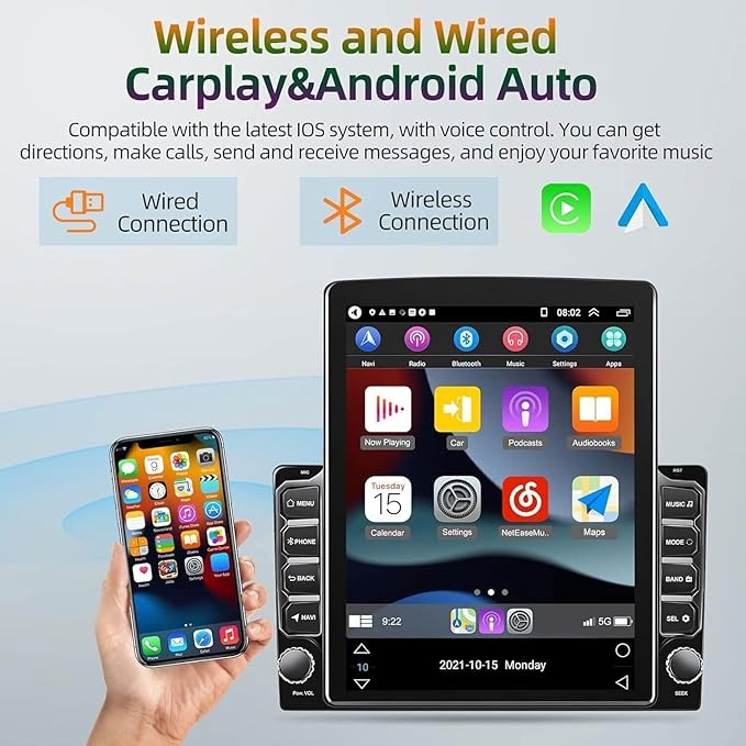 2+64G Android 15 Car Stereo Radio for Ford F150 2004 2005 2006 2007 2008 9.7" Touch Screen Car Radio Multimedia Player w/Wireless Carplay & Android GPS Bluetooth WiFi FM RDS DSP SWC Backup Camera
