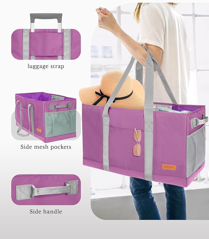 WONDAY Extra Large Utility Tote Bag - Standing Reusable Grocery Bag with Handle