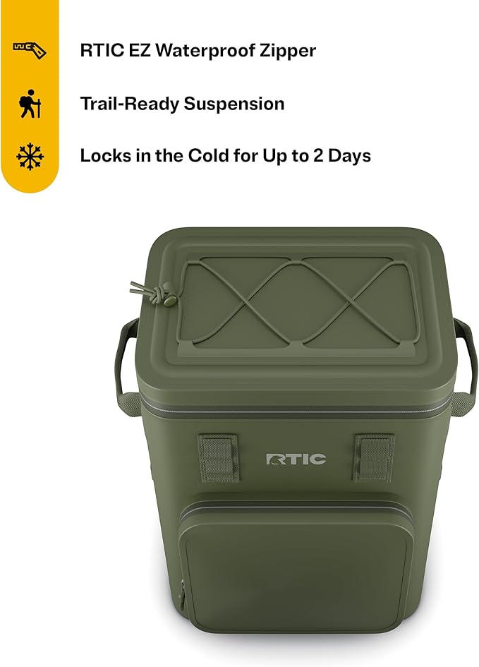 RTIC 24 Can Ultra-Tough Backpack Cooler, Insulated, Waterproof, Leak Proof, Portable Floating Bag for Beverage, Drink, Lunch, Outdoor, Beach, Car, Camping, Picnic, Fishing, Boat