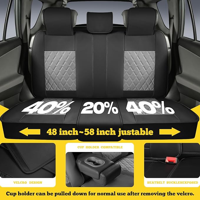 LINGVIDO Car Seat Covers Full Set (5 Seats) - Premium Perforated Nappa Leather, Waterproof Shield, Omni-Adapt Fit SUVs Sedans, Ultimate Family & Pet Protection