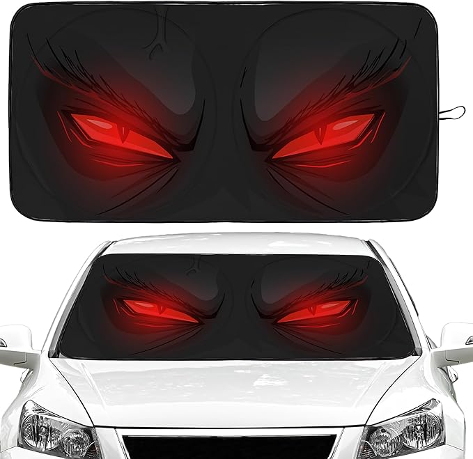 Red Eyes Car Windshield Sun Shade Foldable Sunshade Front Window Cover Sun Visor Protector Accessories (59x27.5 inches)
