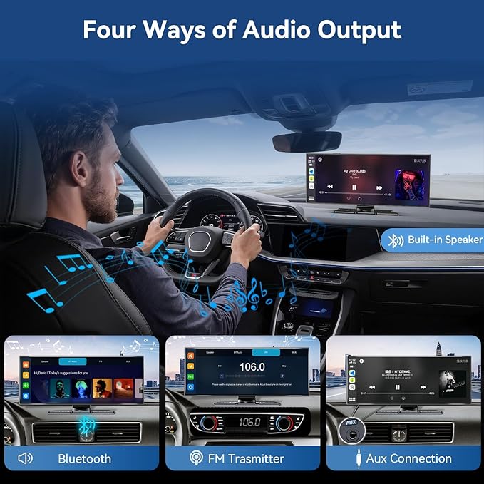 Carplay Screen for Car, Largest 11.5" Wireless Carplay & Android Auto Screen with 4K Dashcam / 1080P Rear Camera, Compatible with A-pple Carplay, Bluetooth, FM, TF Card, Voice Control, Navigation
