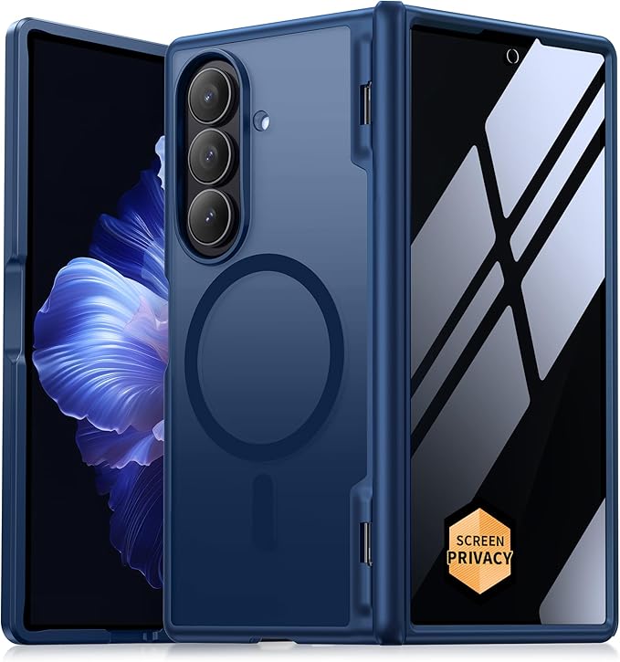 MOBOSI Magnetic for Z Fold 7 Case with Privacy Screen Protector, Samsung Galaxy Z Fold7 Cover[Compatible with Magsafe & Full Body Hinge Protection] Shockproof Phone Cases for zfold 7, Blue