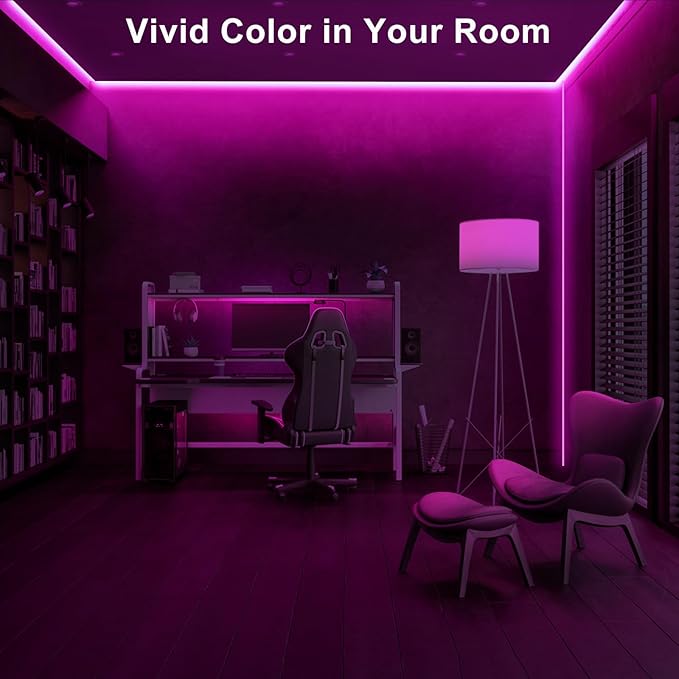 Tatazone 32.8ft Pink COB Led Strip Lights with RF Remote, Dimmable Bright Adhesive Indoor Led COB Light Strip for Cabinet, Painting, Room, Bed