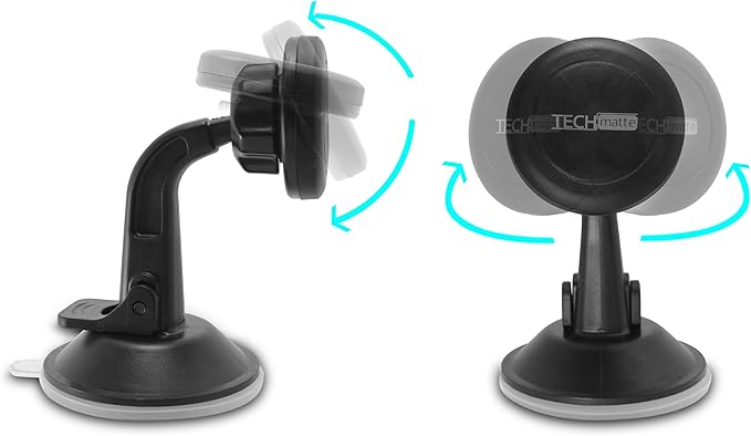 TechMatte Car Phone Mount Magnetic-Dashboard Mounted Car Phone Holder-Universal Smartphone Compatibility with Strong Magnetic Technology (Black), Portable Electronic Device Mount