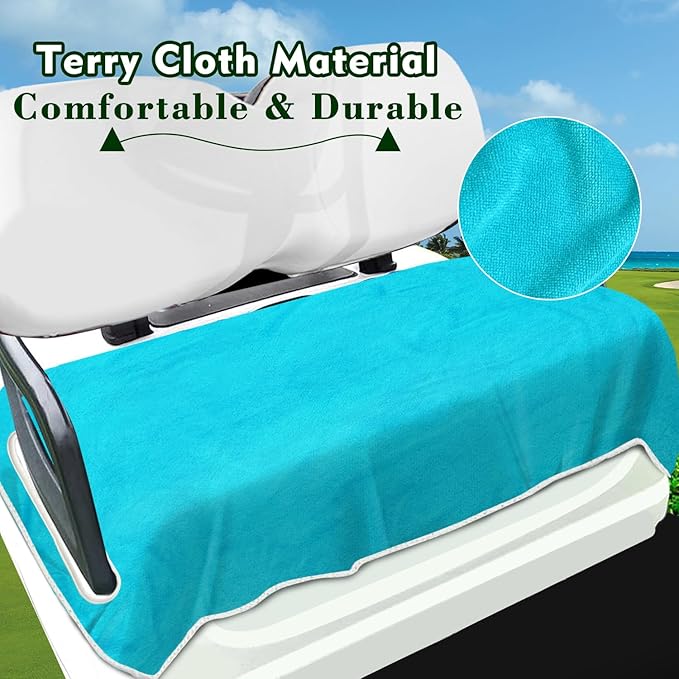 YOKYHOM Golf Cart Seat Covers for 2/4-Seater, Microfiber Seat Towel Blanket, Keeps Seats Cool, Clean & Comfortable, Fits EZGO, Club Car, Yamaha, 51"x31"