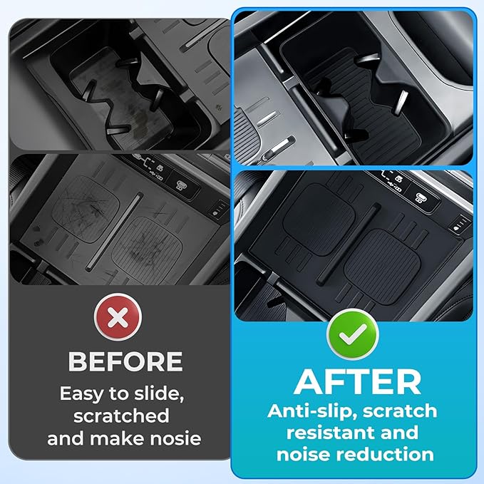 Cup Holder Insert & Wireless Charging Pad Protector Compatible with Hyundai Santa Fe 2026 2025 2024, Center Console Cup Holder & Wireless Charging Mat for 2024-2026 Santa Fe Accessories, Black