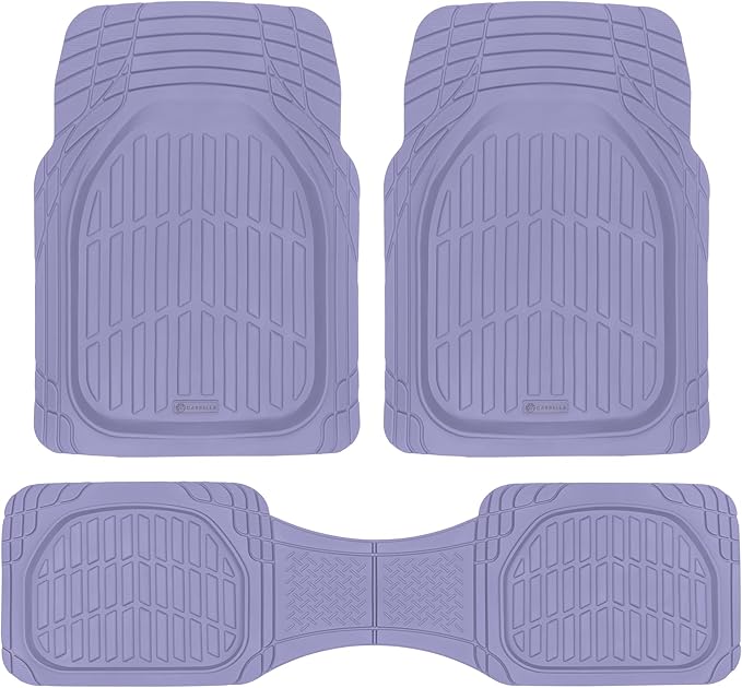 Lavender Purple Car Floor Mats - Universal Trim to Fit All Weather Purple Car Accessories - Girl Car Accessories for Women & Cute Car Mats for Women Lavender Girly Car Decor Truck & SUV