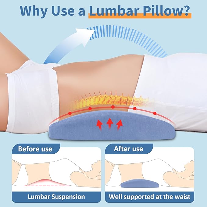 Lumbar Support Pillow for Bed Relief Lower Back Pain with Cooling Gel: Sciatica Lower Back Pillow for Sleeping-Memory Foam Waist Pillow for Side/Back/Stomach Sleepers-Bed Rest Pillow for Car, Sofa