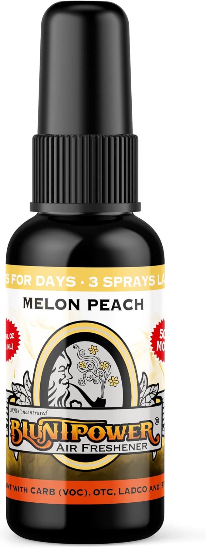 BluntPower (Melon Peach, 3 Pack) Concentrated Air Freshener - Premium Oil Based Air Freshener Spray For Home and Car - Long-Lasting Bathroom Spray, Car Freshener, & Odor Eliminator Spray