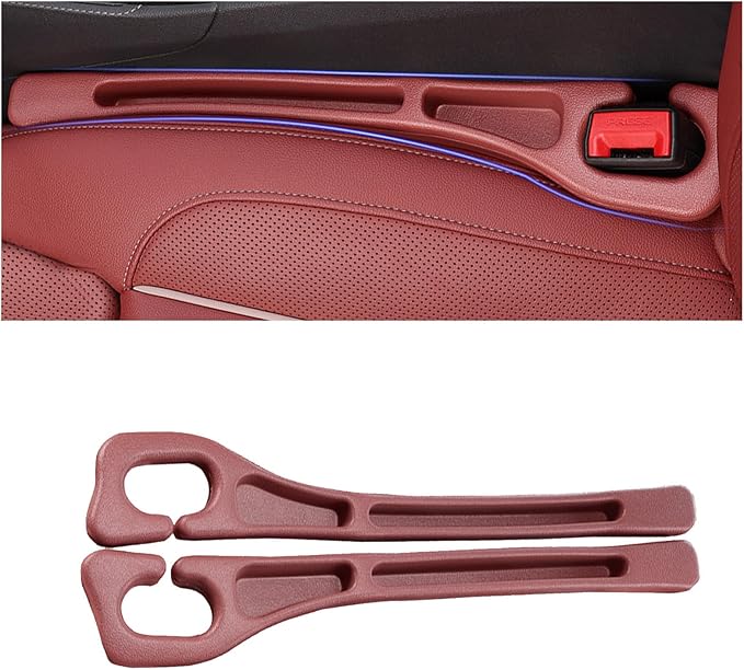 2PCS Car Seat Gap Filler Organizer, Upgrade Car Gap Filler with Fill and Storage Function for Storing Phones Keys Cards, Universal No Drop Seat Guard for Cars (Red)