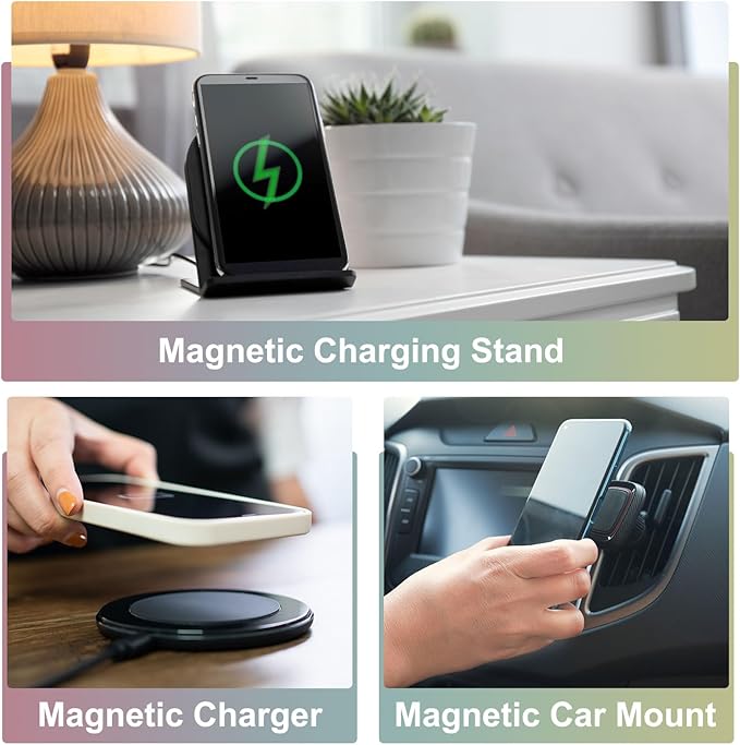 uxcell Magnetic Adapter Ring, 2Pcs Magnetic Sticker Ring ABS Universal Magnet Wireless Charging Conversion Kit for Mobile Phone Case Wireless Charger, Red
