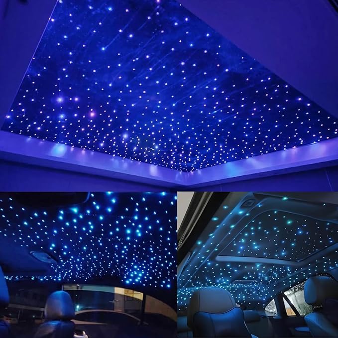 AKEPO Small Size 16W Twinkle RGBW APP Fiber Optic Lights, Music Activated 6.5ft/2m*500pcs*0.03in/0.75mm Optical Fiber Star Ceiling Light Kit for Car Truck Headliner Star/Home
