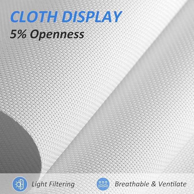 LUCKUP Light Filtering Roller Shades for Windows, Cordless Semi Sheer Solar Blinds with 5% Openness Free-Stop Window Shades for Home & Office, White 29" W x 72" L