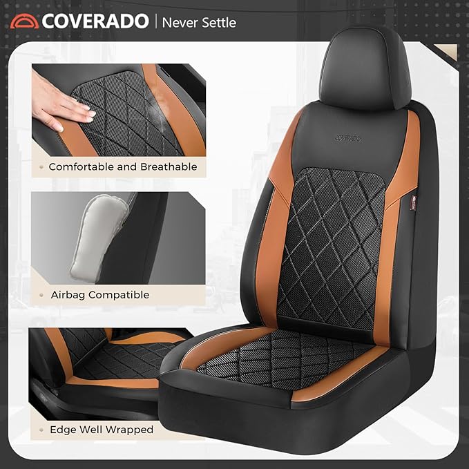Coverado Car Seat Covers, Seat Covers Full Set, 5 Seats Automotive Seat Cover, Mesh Breathable Seat Protectors, Universal Fit for Most Cars