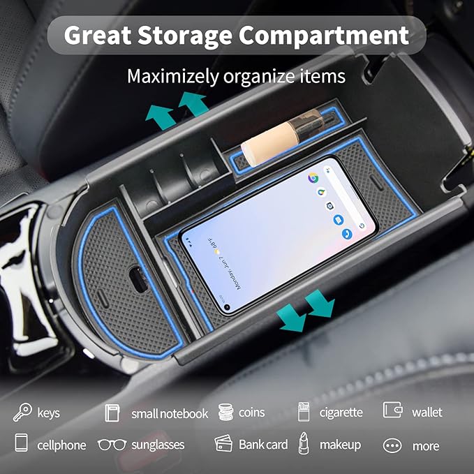 CDEFG Center Console Accessory Organizer Compatible with 2018 2019 2020 2021 2022 CHR C-HR, ABS Material Armrest Box Insert Tray (Blue)